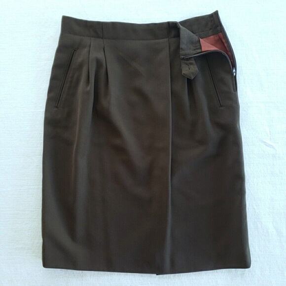 Vintage Charter Club Jane Justin Wool Skirt Womens 12 Brown Classic Preppy Retro - Picture 5 of 12